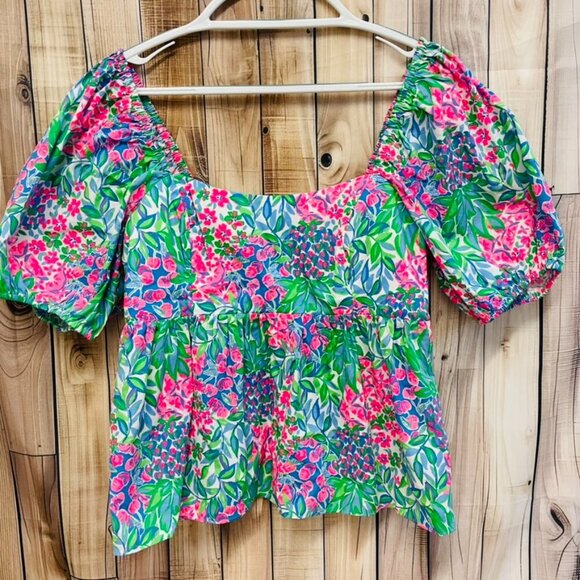 Kay Short Sleeve Cotton Top Lilly Pulitzer in Multi a Cherry on Top Size 12 - Picture 1 of 4